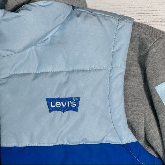 Levi’s Puffer Vest Gray Hoodie Jacket 2 in 1 Boys 5-6 - Picture 2 of 4